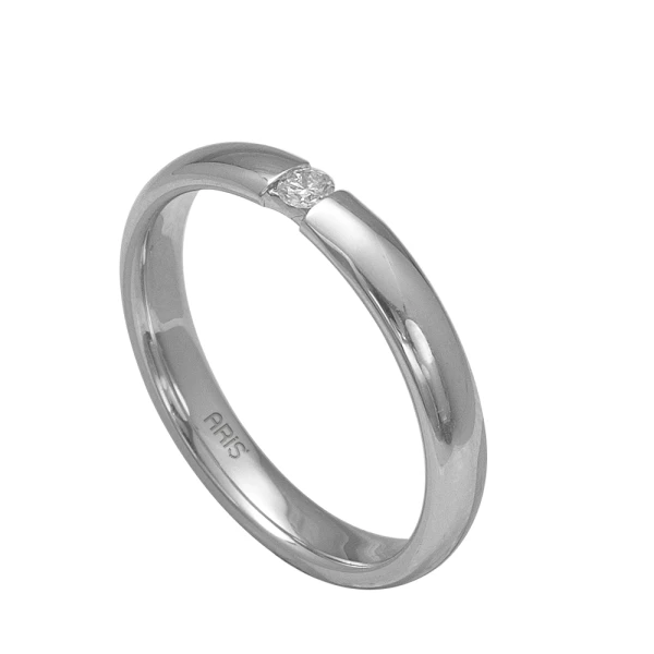 Platin Diamant Gewölbter Ehering (3 mm) Damen Modell