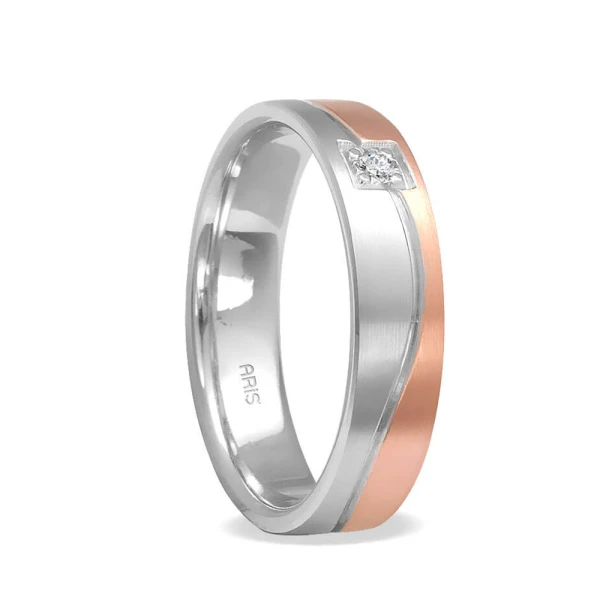 Zweifarbiger Diamant Glatter Ehering Damenmodell
