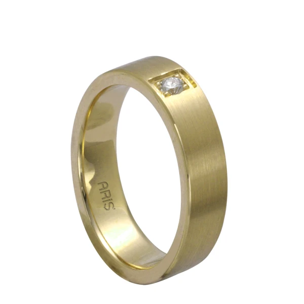 Glatter Mattierter Gold Diamant Ehering (4 mm) Damen Modell