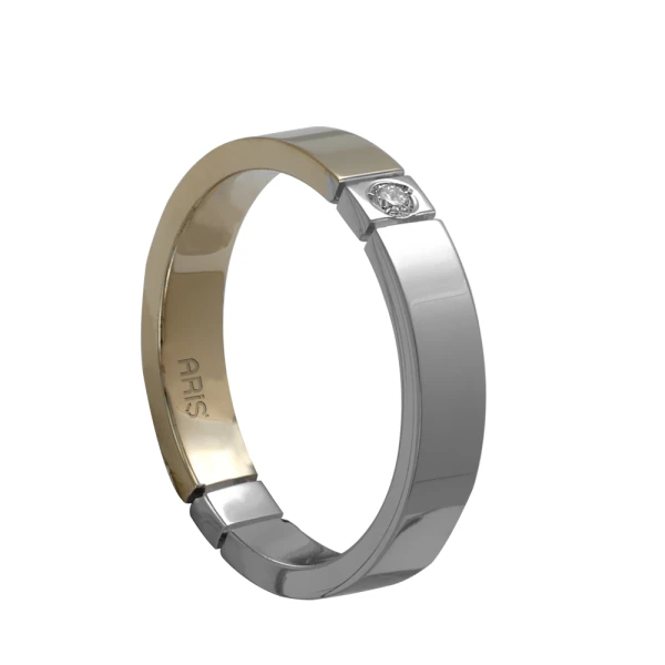 Zweifarbiger Ehering mit Diamant Damenmodell