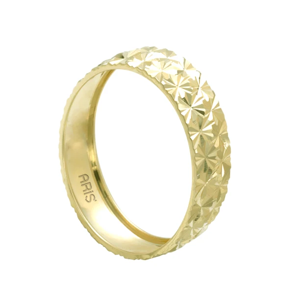 Kristall-Lasergeschnittener 14 Karat Gold Ehering Damenmodell