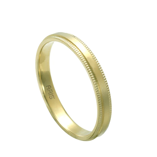 Glatter Mittelteil mit Laserstruktur Gold Ehering Herrenmodell