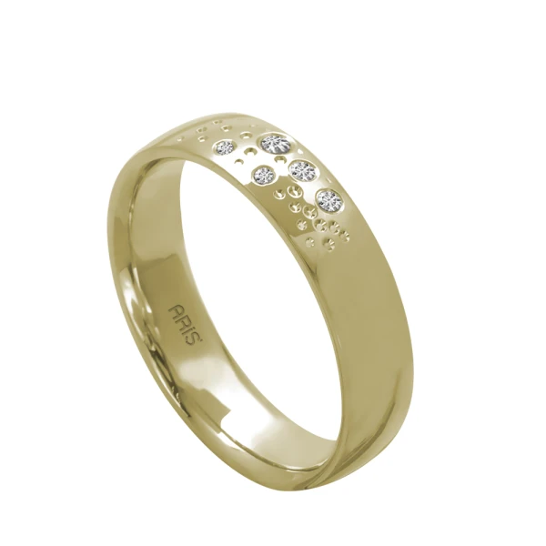 Gelbgold Ehering (14 Karat) mit Diamant Damenmodell