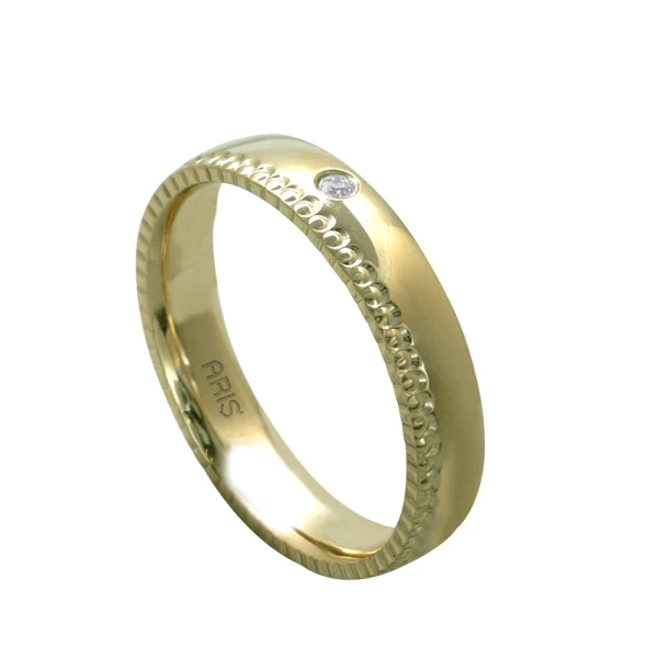 4 mm Gold Lasergravur Verlobung/Nişan Diamant Damenmodell