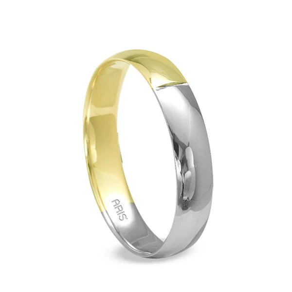 Klassischer Gewölbter Zweifarbiger Gold Ehering (4 mm) Herren Modell