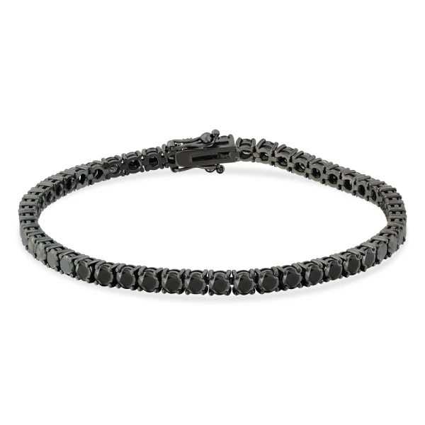 6,40 Karat Unisex Rivière-Armband mit schwarzen Diamanten