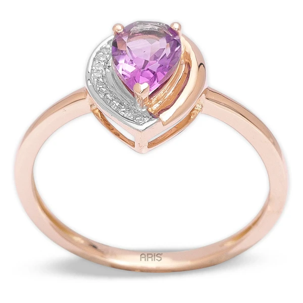 Amethyst Tropfen-Diamantring