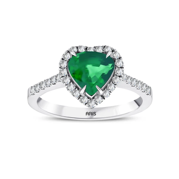 Herzschliff Smaragd-Diamantring
