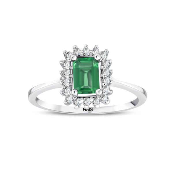 1,00 Karat Smaragd-Diamantring