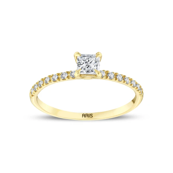 Prinzessschliff Solitär-Diamantring Prinzessschliff Solitär-Diamantring