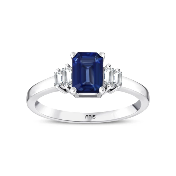 1,26 Karat Smaragdschliff Saphir-Diamantring