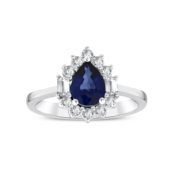 Tropfenschliff Saphir-Diamantring