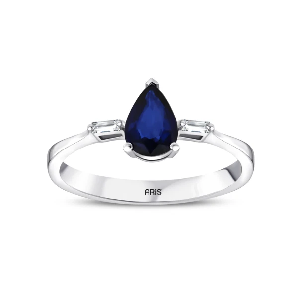 0,43 Karat Tropfen-Saphir-Diamantring