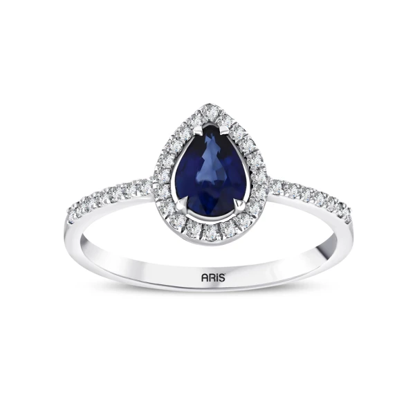 0,82 Karat Tropfen-Saphir-Diamantring