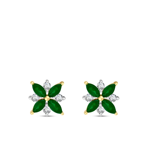 Marquiseschliff Smaragd-Diamantohrringe