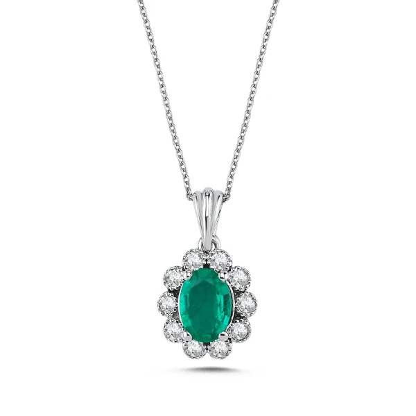 0,74 Karat Smaragd-Diamant-Kette