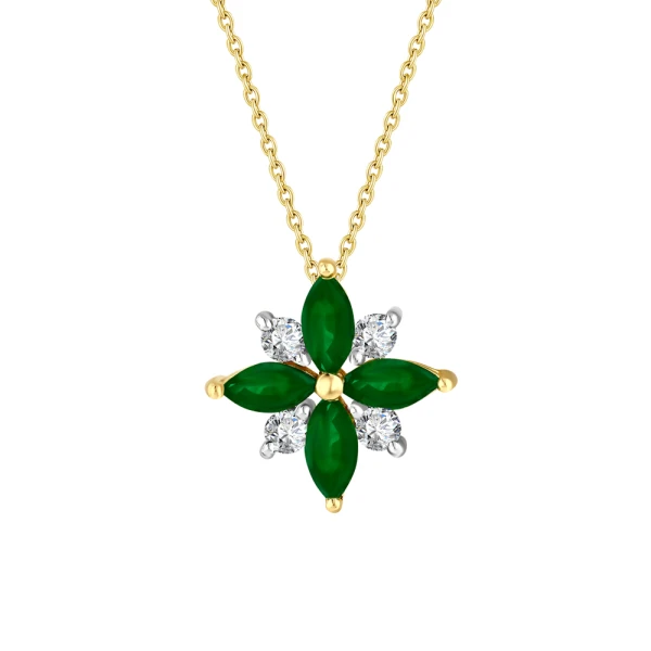 Marquise-Smaragd-Diamantkette