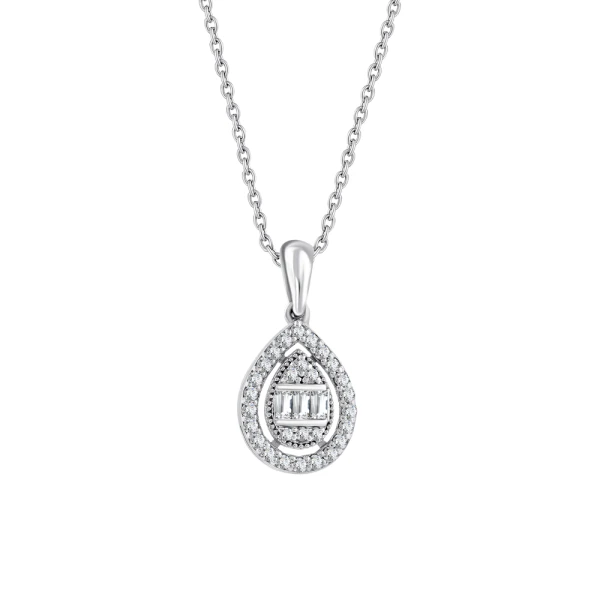 0,19 Karat Tropfen-Baguette-Diamantkette