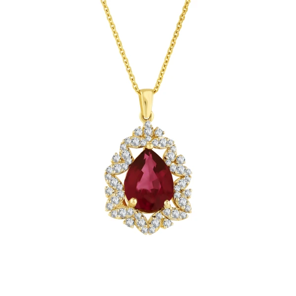 Tropfenförmige Rubin-Diamantkette