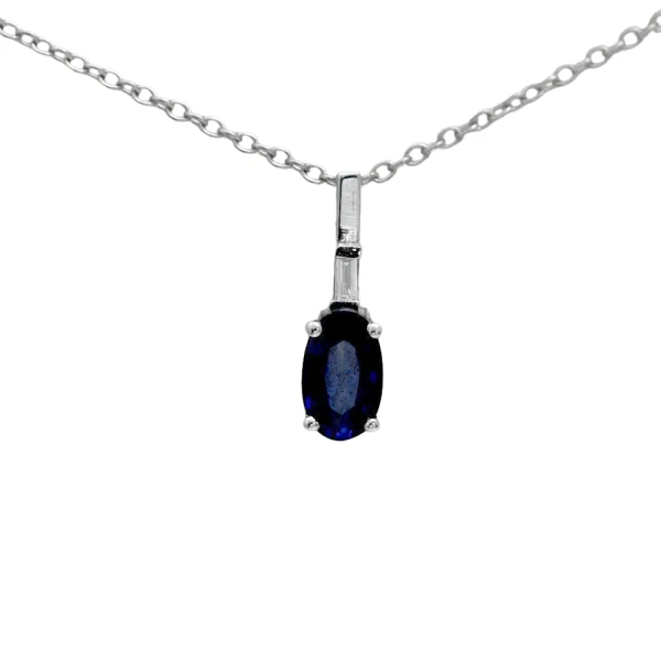 0.25 Karat Oval Safir Baget Kolye