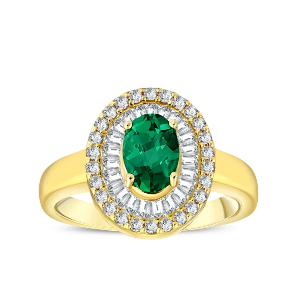 1,28 Karat Smaragd Diamant Ring