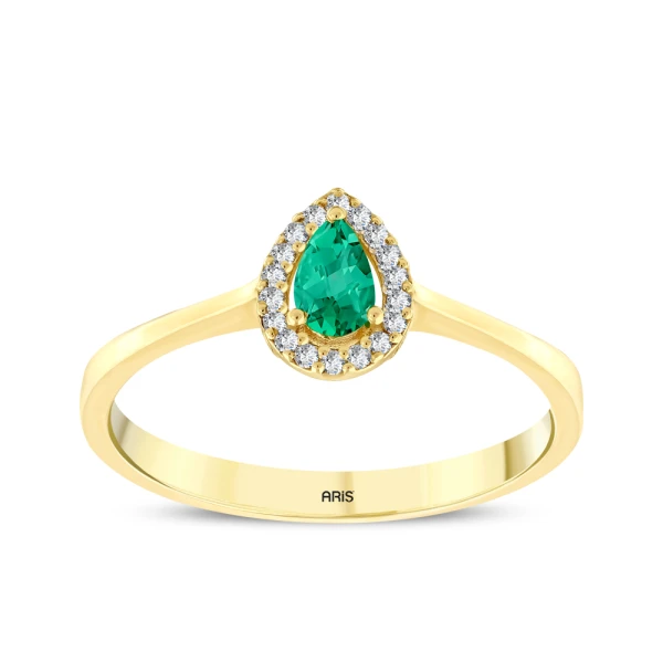 0,26 Karat Tropfen-Smaragd-Diamantring