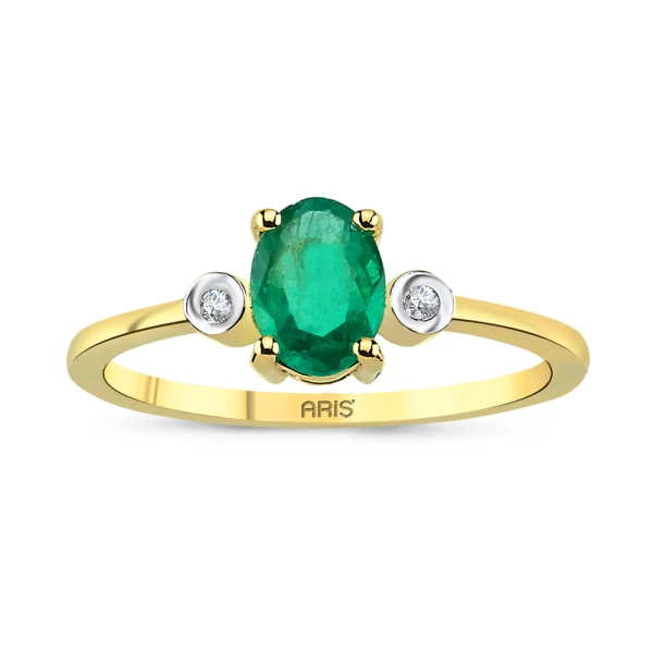 0,68 Karat Oval Smaragd-Diamantring