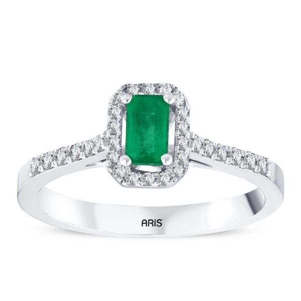 0,42 Karat Smaragd-Diamantring