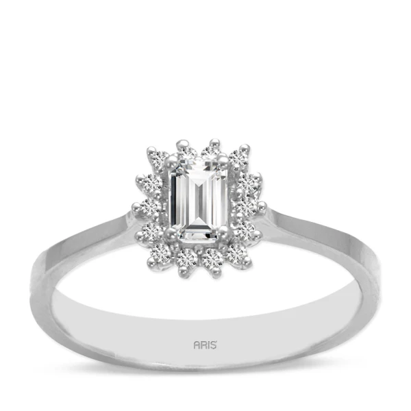 Smaragdschliff Solitär-Diamantring