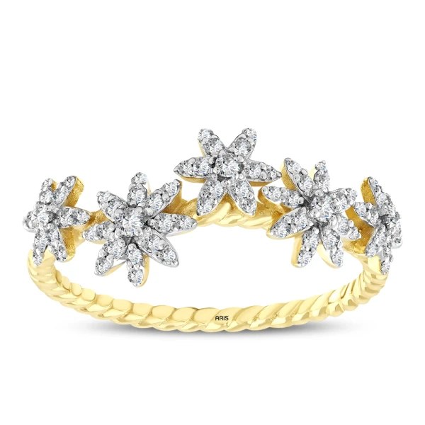 0,29 Karat Blumenmuster-Diamantring