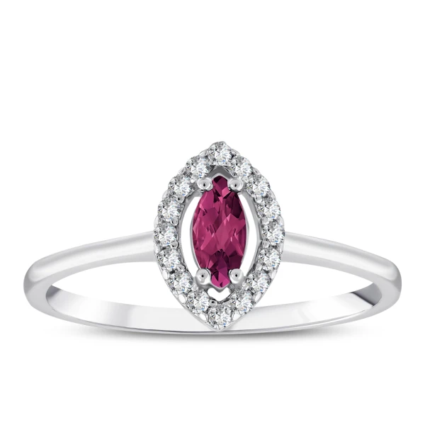 0,37 Karat Marquise-Rubin-Diamantring