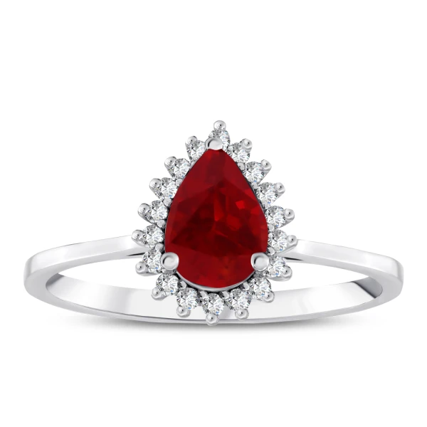 1,07 Karat Tropfen-Rubin-Diamantring