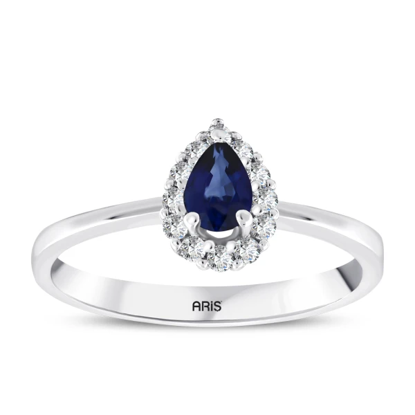 0,60 Karat Tropfen-Saphir-Diamantring
