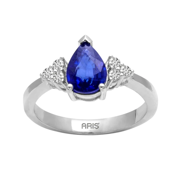 0,98 Karat Tropfen-Saphir-Diamantring