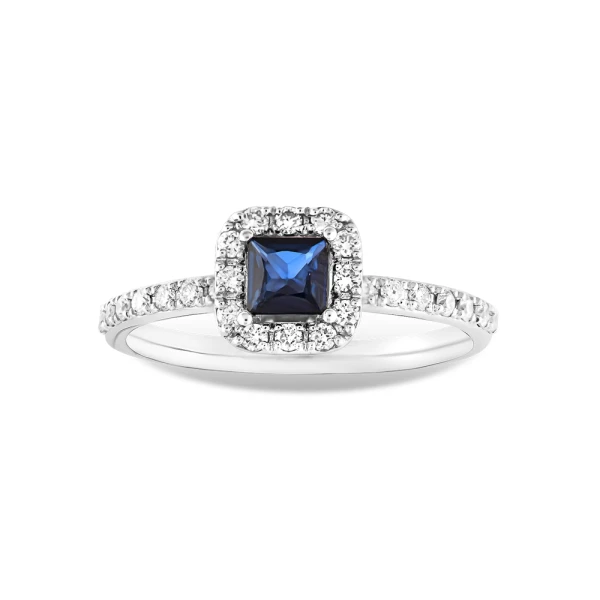 0,72 Karat Prinzess-Schliff Saphir-Diamantring