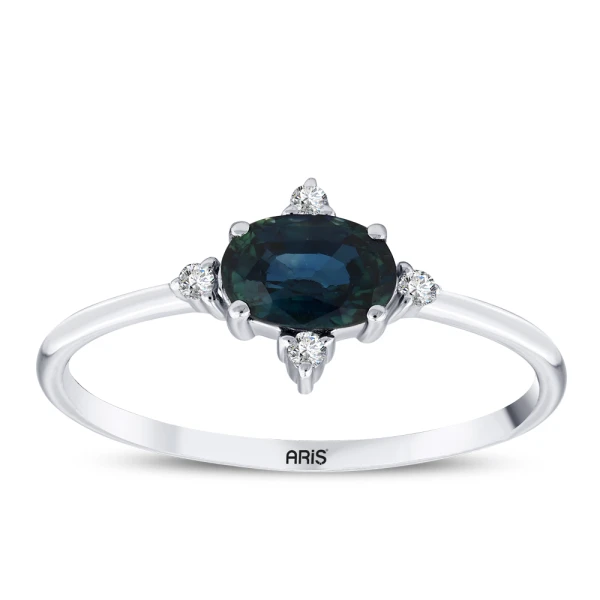 0,61 Karat Oval Saphir-Diamantring