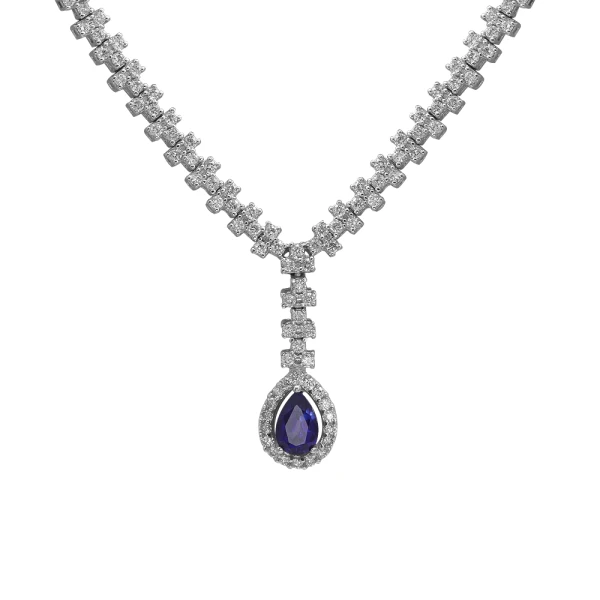 Diamant Tropfen Saphir Collier Diamant Tropfen Saphir Collier