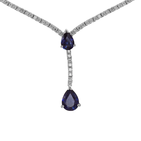 Diamant Tropfen Saphir Collier