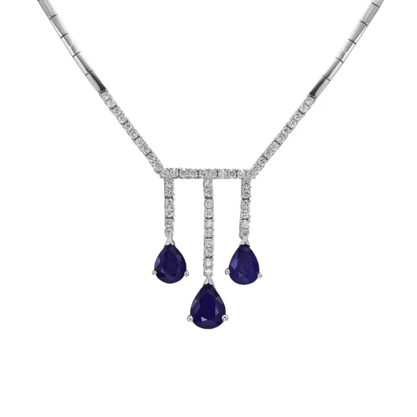 Tropfen Saphir Diamant Collier Tropfen Saphir Diamant Collier