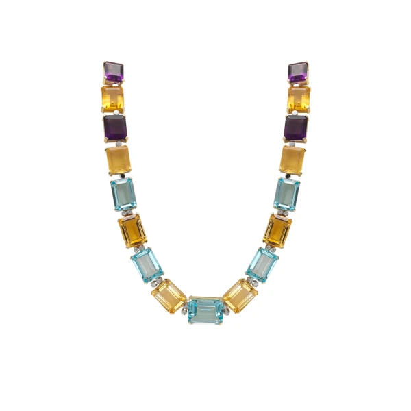 Diamant Collier mit bunten Steinen