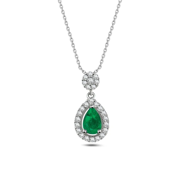 Diamant Tropfen Smaragd Kette