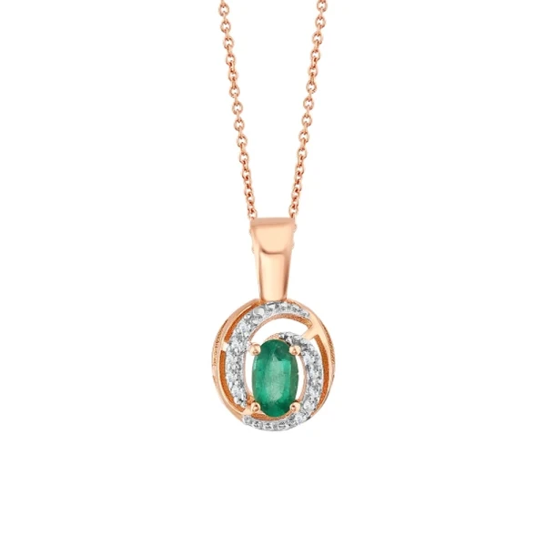 Diamant Ovaler Smaragd Halskette