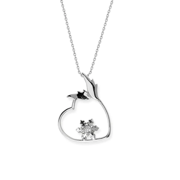 Diamant Herz Schneeflocke Halskette