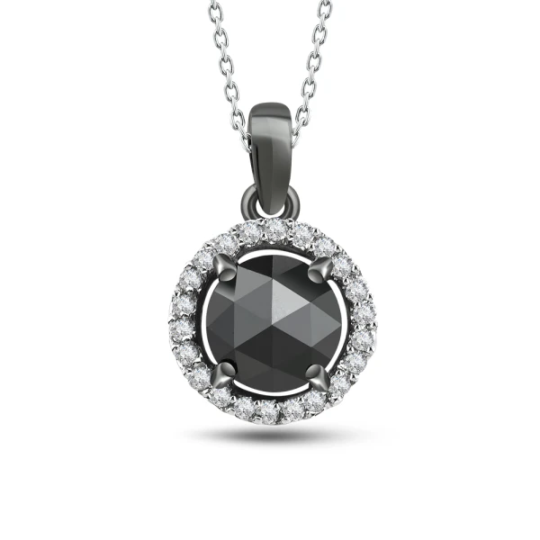 Schwarzer Diamant Solitärring Kette