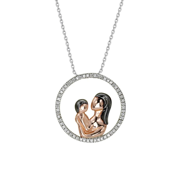 Diamant Mutter-Kind Kette mit Diamant