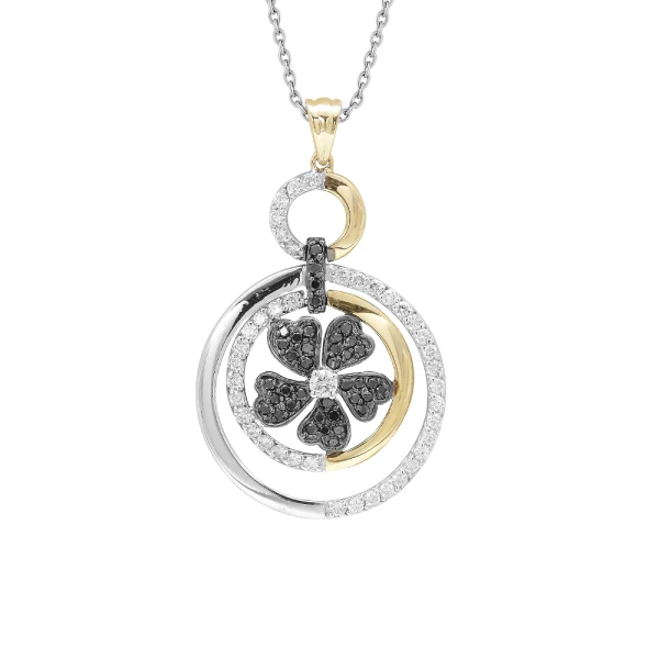 Schwarze Blatt-Diamantkette