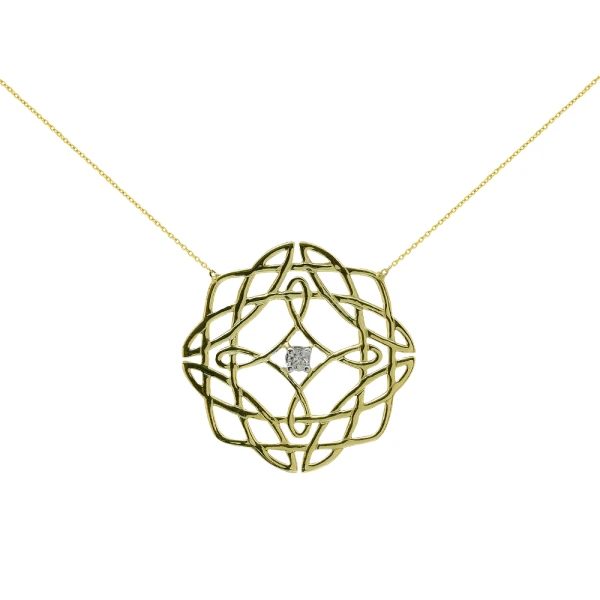 Diamant Gold Kette mit Glücksknotensymbol