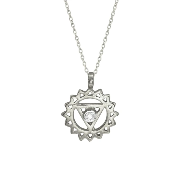 Diamant Symbolkette mit Halschakra (Vishuddha)