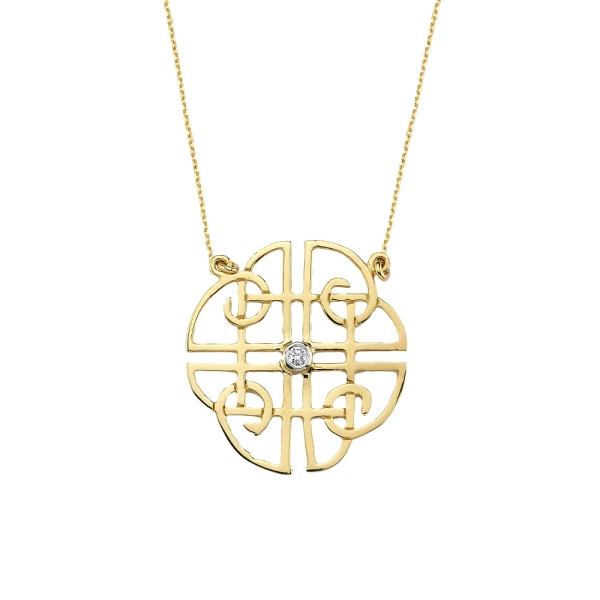 Keltische Symbole – Diamant Schutzknoten (Shield Knot) Kette