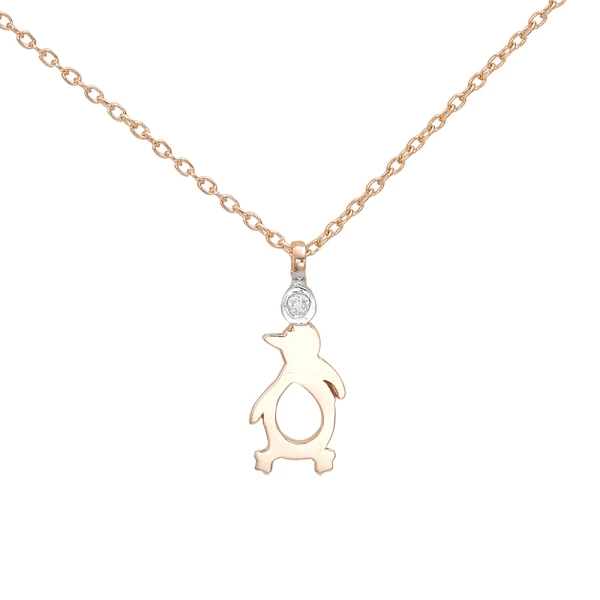 Diamant Gold Pinguin Kette